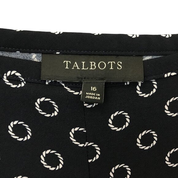 Talbots Size 16 indigo Lifesaver Print Wide-Leg Pants Blue White Nautical - Picture 2 of 8